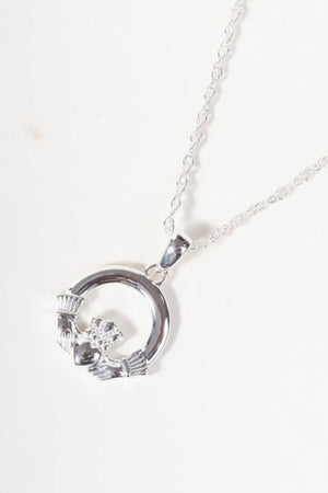 Carraig Donn Silver Plated Claddagh Necklace