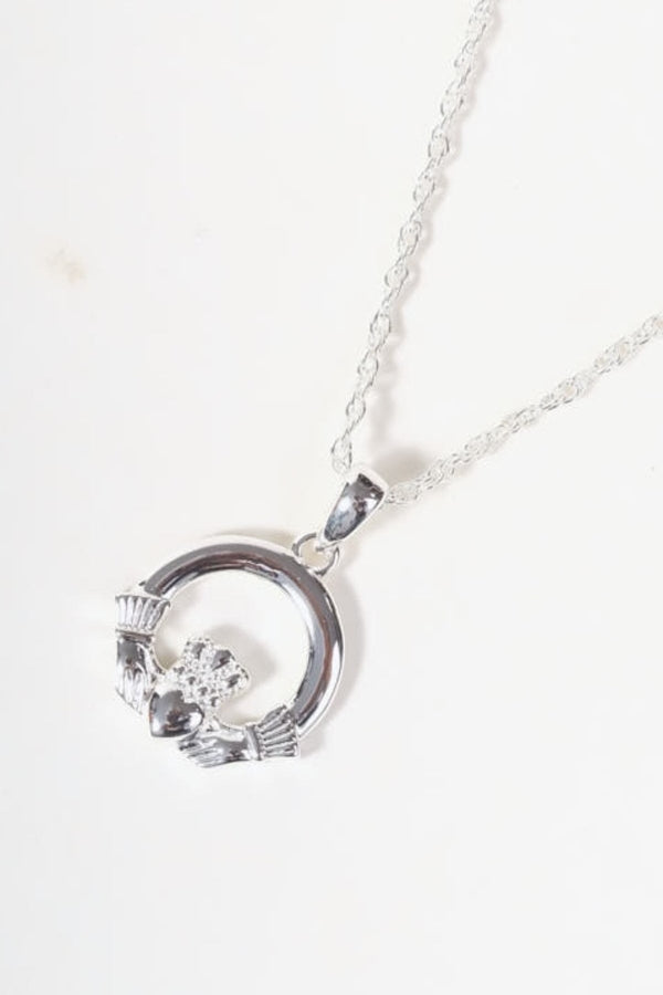 Carraig Donn Silver Plated Claddagh Necklace