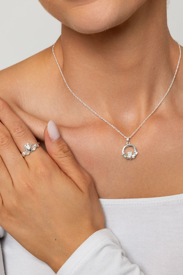Carraig Donn Silver Plated Claddagh Necklace