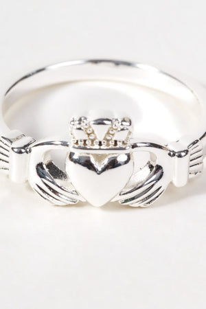 Carraig Donn Silver Plated Claddagh Ring - Size 7