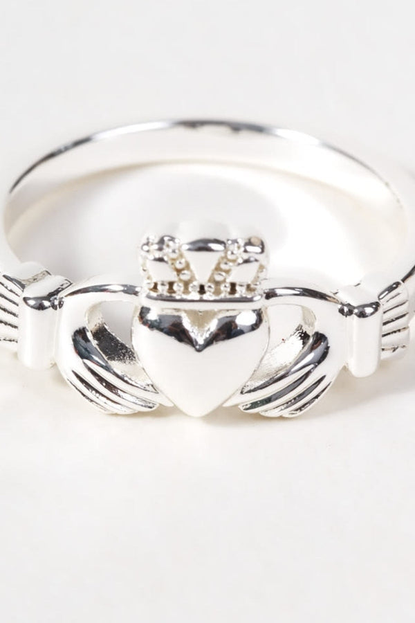 Carraig Donn Silver Plated Claddagh Ring - Size 7