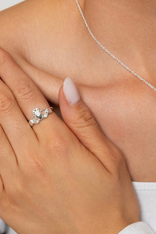 Silver Plated Claddagh Ring - Size 8