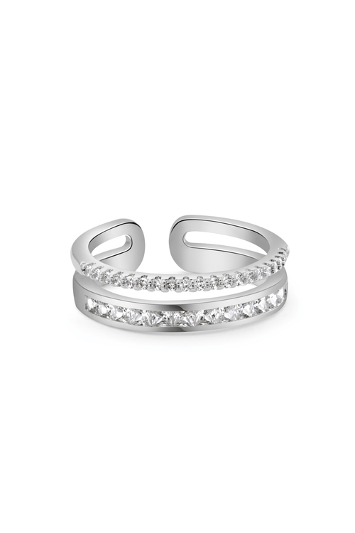 Carraig Donn Silver Plated Double Row Ring