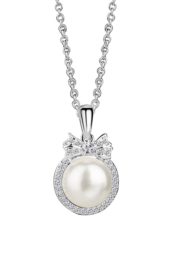 Carraig Donn Silver Plated Pearl Pendant with Clear Stones