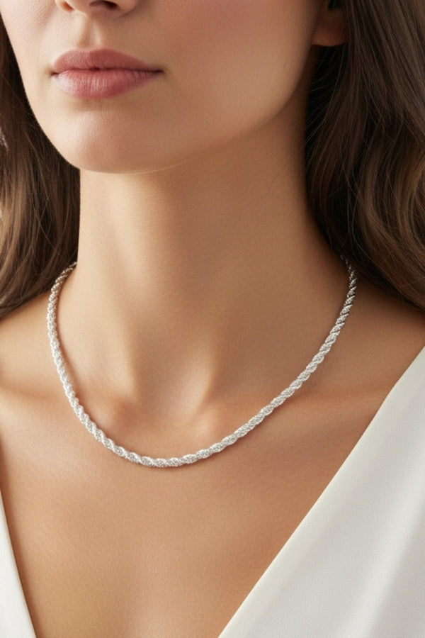 Carraig Donn Silver Rope Chain Necklace