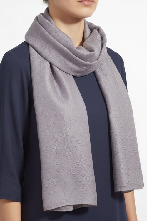 Silver Silk Touch Embossed Scarf