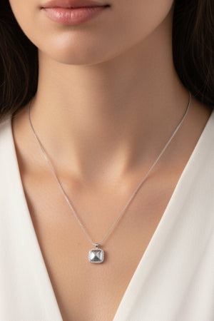 Carraig Donn Silver Square Drop Pendent Necklace