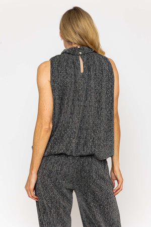 Carraig Donn Silver Stud Lurex Halter Top