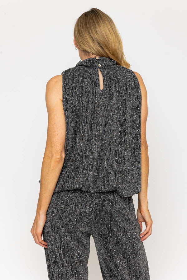 Carraig Donn Silver Stud Lurex Halter Top