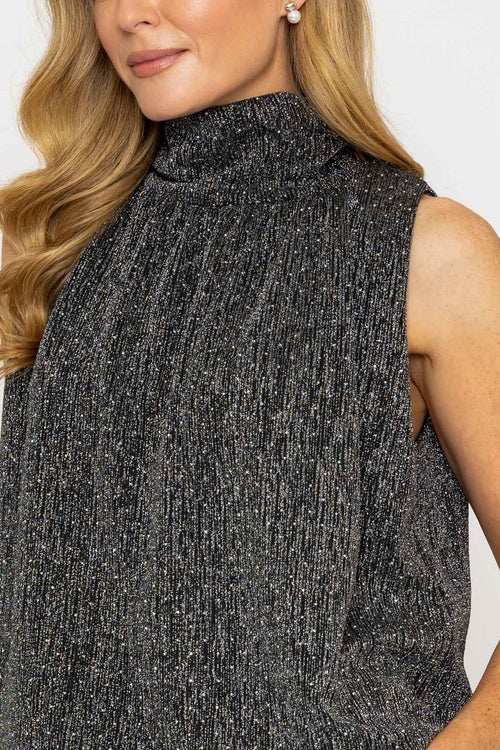 Carraig Donn Silver Stud Lurex Halter Top