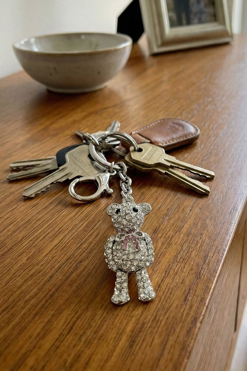 Silver Teddy Bear Keyring