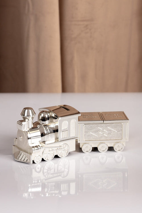 Silver Train Money Box Tooth & Curl