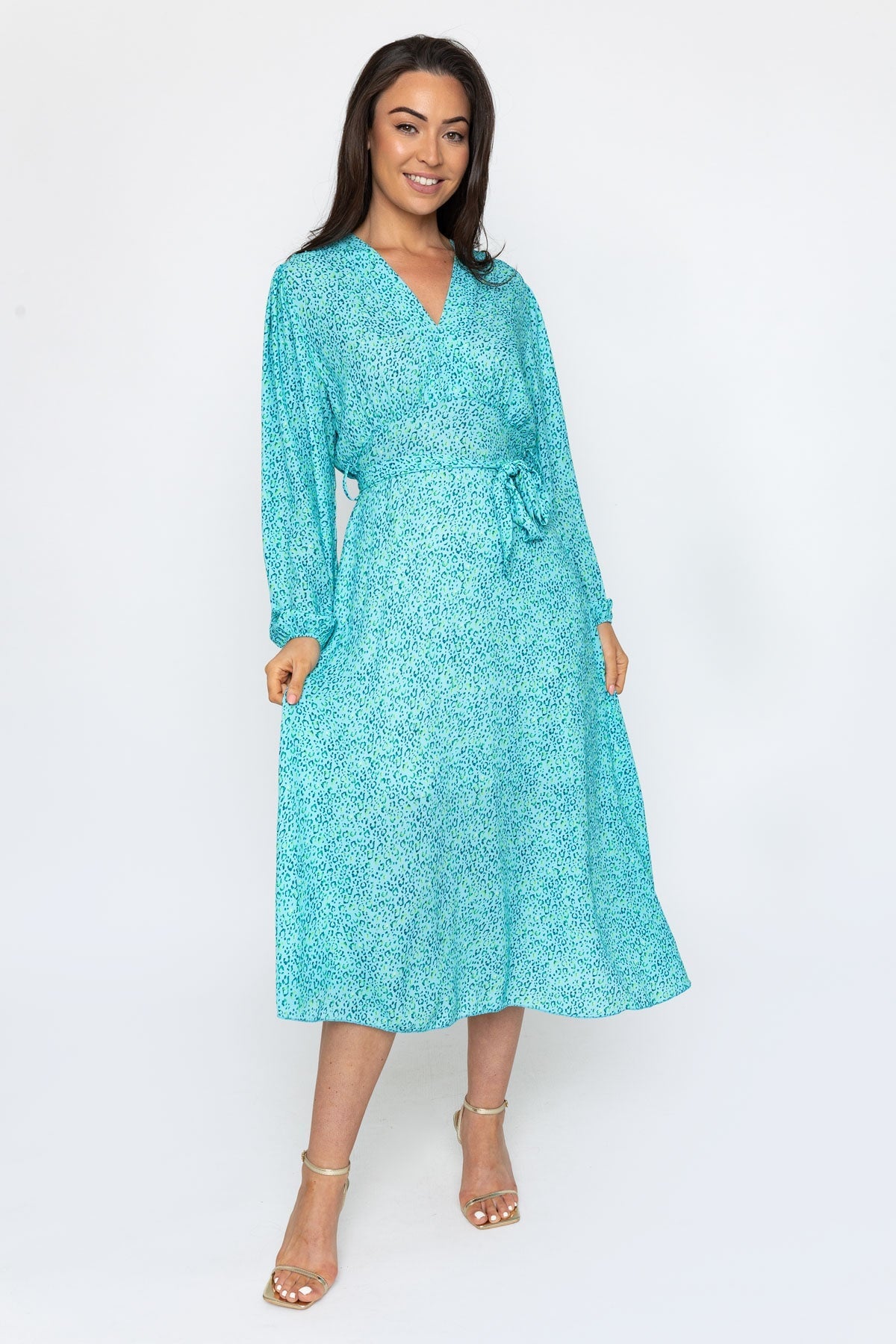 Sinead Midi Dress in Aqua