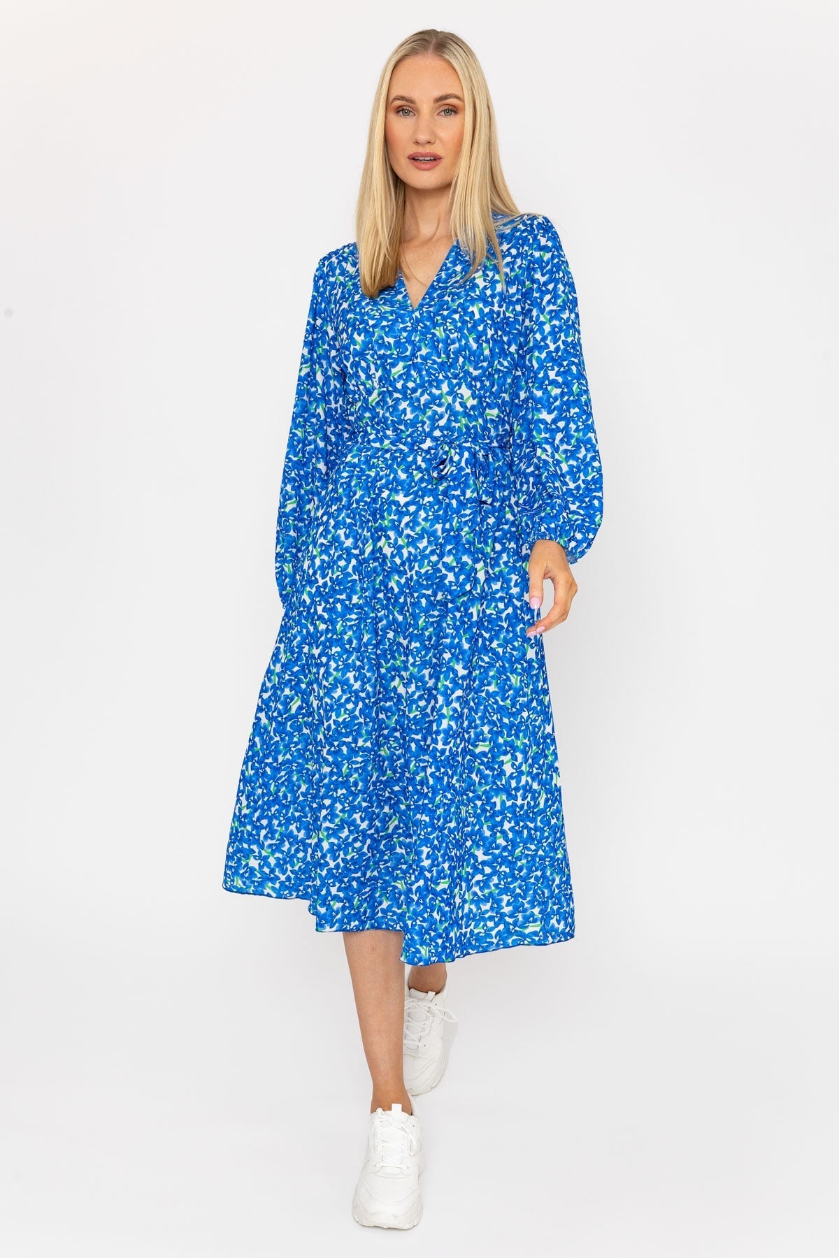 Sinead Midi Dress in Blue Print