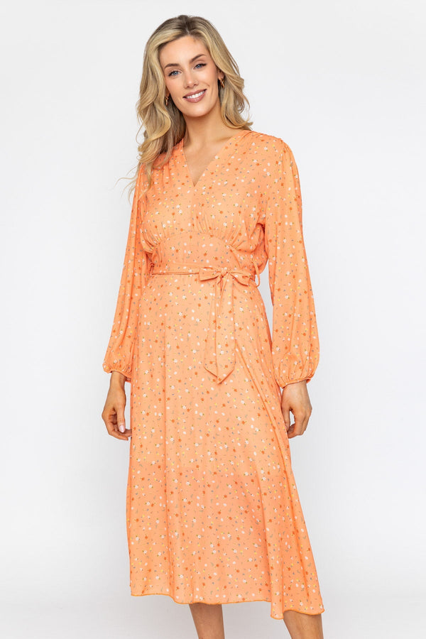 Carraig Donn Sinead Midi Dress in Orange