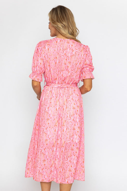 Midi Dress | Polka Dot, Colorblock Design