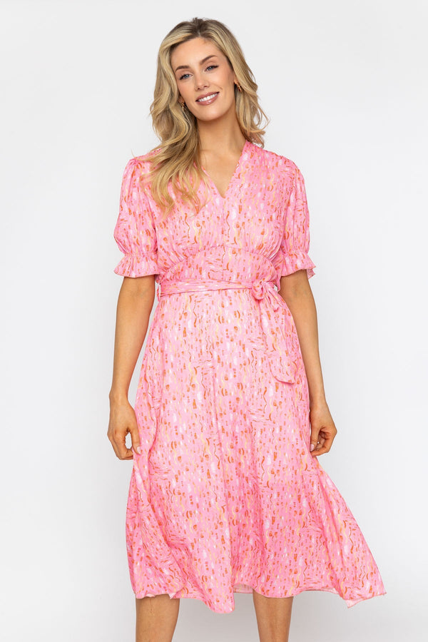 Carraig Donn Sinead Midi Dress in Pink