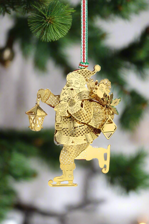 Skating Santa Christmas Tree Decoration