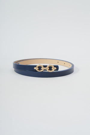 Carraig Donn Skinny Blue Belt With Gold Loop - Size M/L