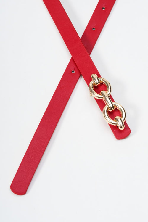Skinny Red Belt With Gold Loop - Size S/M