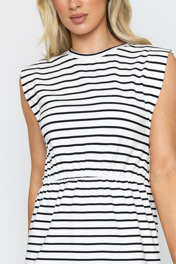 striped jersey midi dress Black & White Striped Jersey Midi Dress