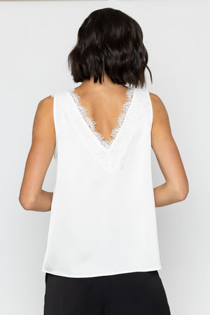 Carraig Donn Sleeveless Lace Satin Top in Cream