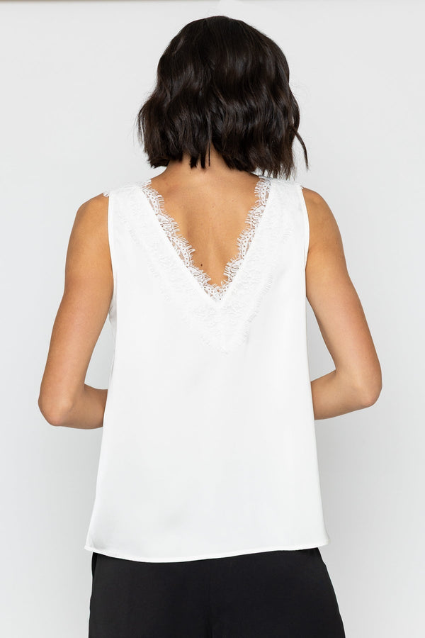 Carraig Donn Sleeveless Lace Satin Top in Cream