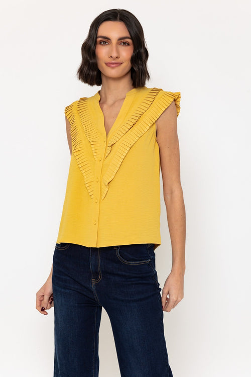 Sleeveless Layered Ruffle Top in Yellow