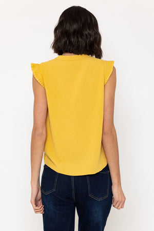 Carraig Donn Sleeveless Layered Ruffle Top in Yellow
