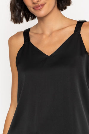 Carraig Donn Sleeveless Silky Cami Top in Black