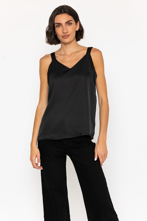 Sleeveless Silky Cami Top in Black