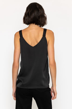 Carraig Donn Sleeveless Silky Cami Top in Black