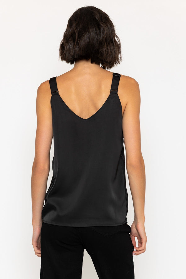 Carraig Donn Sleeveless Silky Cami Top in Black