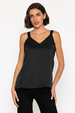 Carraig Donn Sleeveless Silky Cami Top in Black