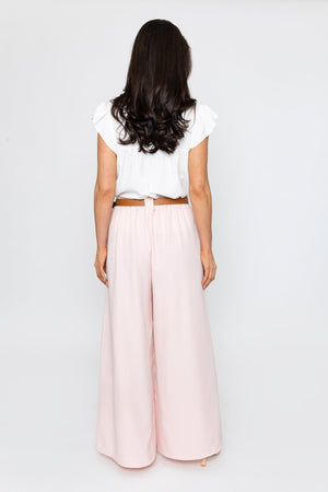 Carraig Donn Soft Pink Belted Wide Leg Trousers