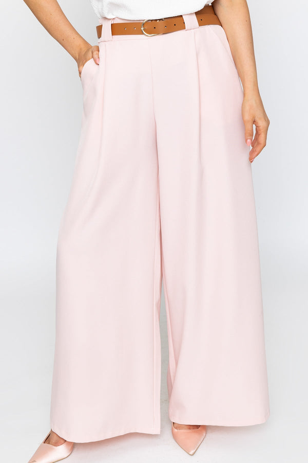 Carraig Donn Soft Pink Belted Wide Leg Trousers