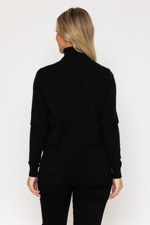 Carraig Donn Soft Touch Roll Neck Black Jumper