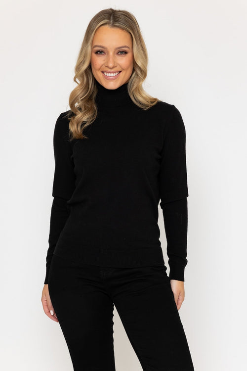 Carraig Donn Soft Touch Roll Neck Black Jumper