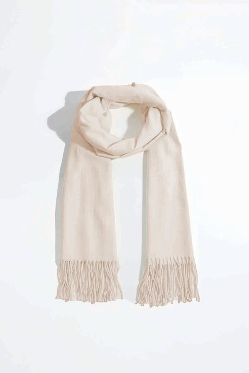 Beige Viscose Soft Touch Tassel Scarf