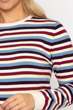 Carraig Donn Soft Touch Stripe Crew Burgundy