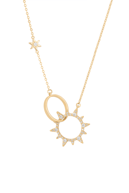 Soleil Interlocking Sun Gold Pendant Necklace