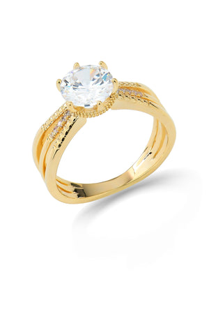 Carraig Donn Solitaire Gold Ring - Size 7