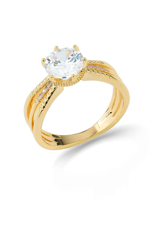 Solitaire Gold Ring - Size 7