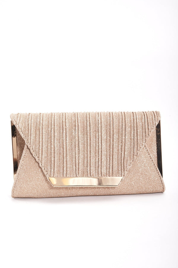 Carraig Donn Sparkle Pleated Front Clutch in Gold