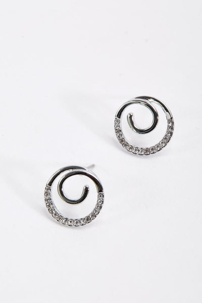 Carraig Donn Spiral Silver Diamante Earrings