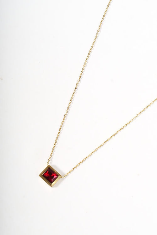 Square Red Stone Necklace