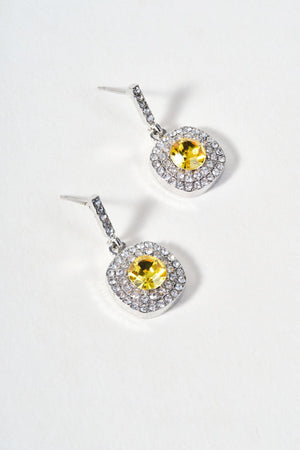 Carraig Donn Square Yellow Stone Pendant Necklace & Earrings Set
