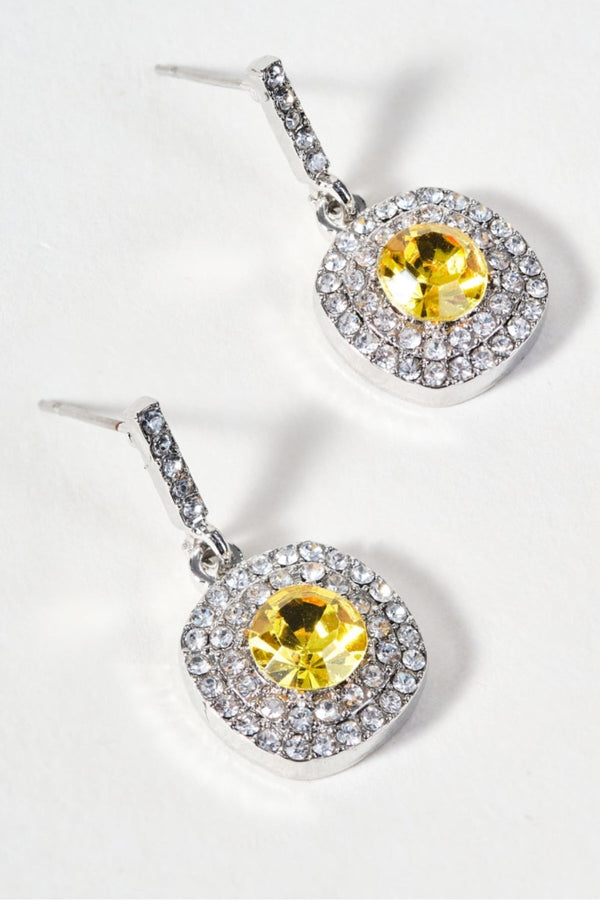 Carraig Donn Square Yellow Stone Pendant Necklace & Earrings Set
