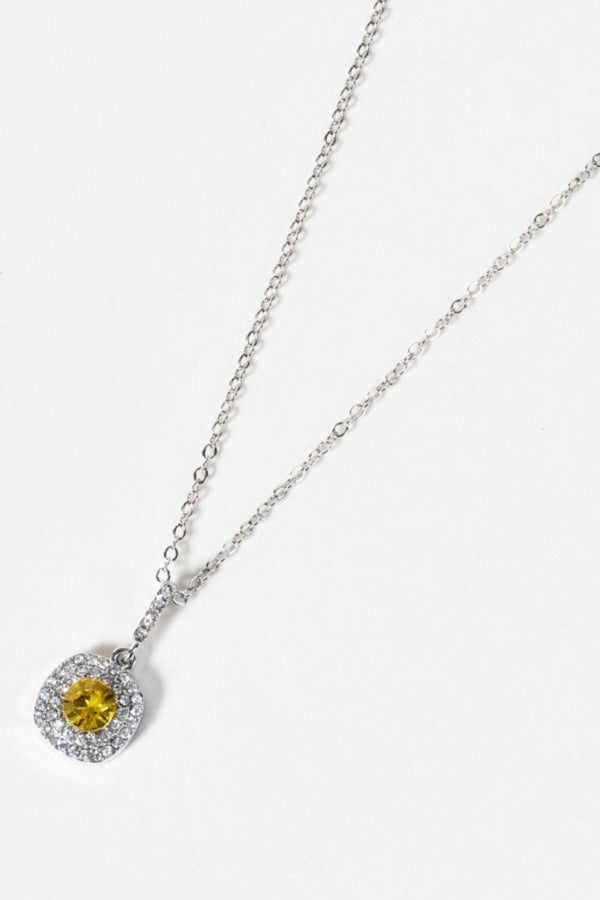 Carraig Donn Square Yellow Stone Pendant Necklace & Earrings Set