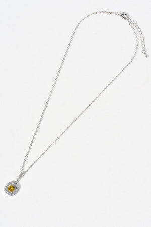 Carraig Donn Square Yellow Stone Pendant Necklace & Earrings Set